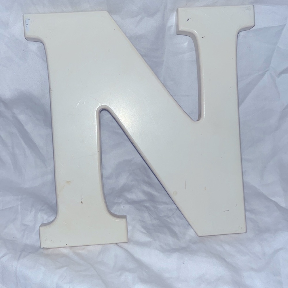 Letter N Initial White color